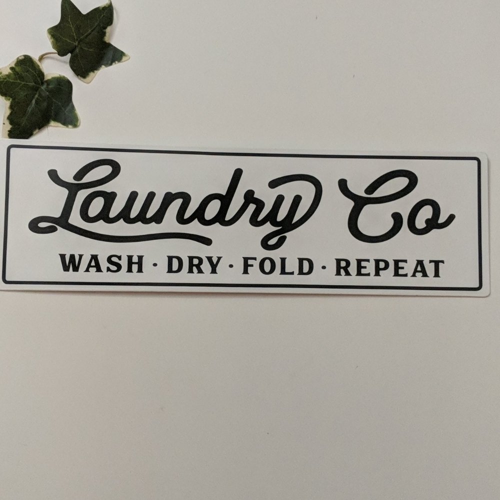 Laundry Tin Metal Sign Wash Fold Repeat